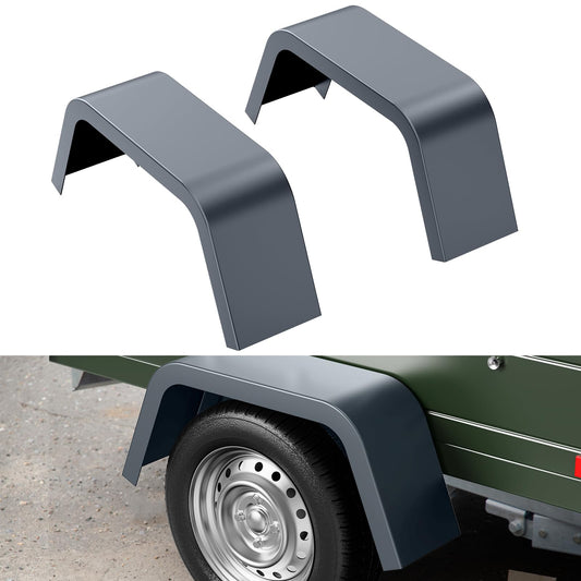 Garvee 2 Pack Single Axle Trailer Fenders,Heavy Duty Steel Diamond Plate Single Axle Trailer Fenders Fit 14"-16"Wheel Tires,Car Hauler Trailer,Cargo Trailer,Utility Trailer,Landscape Trailer (Silver)