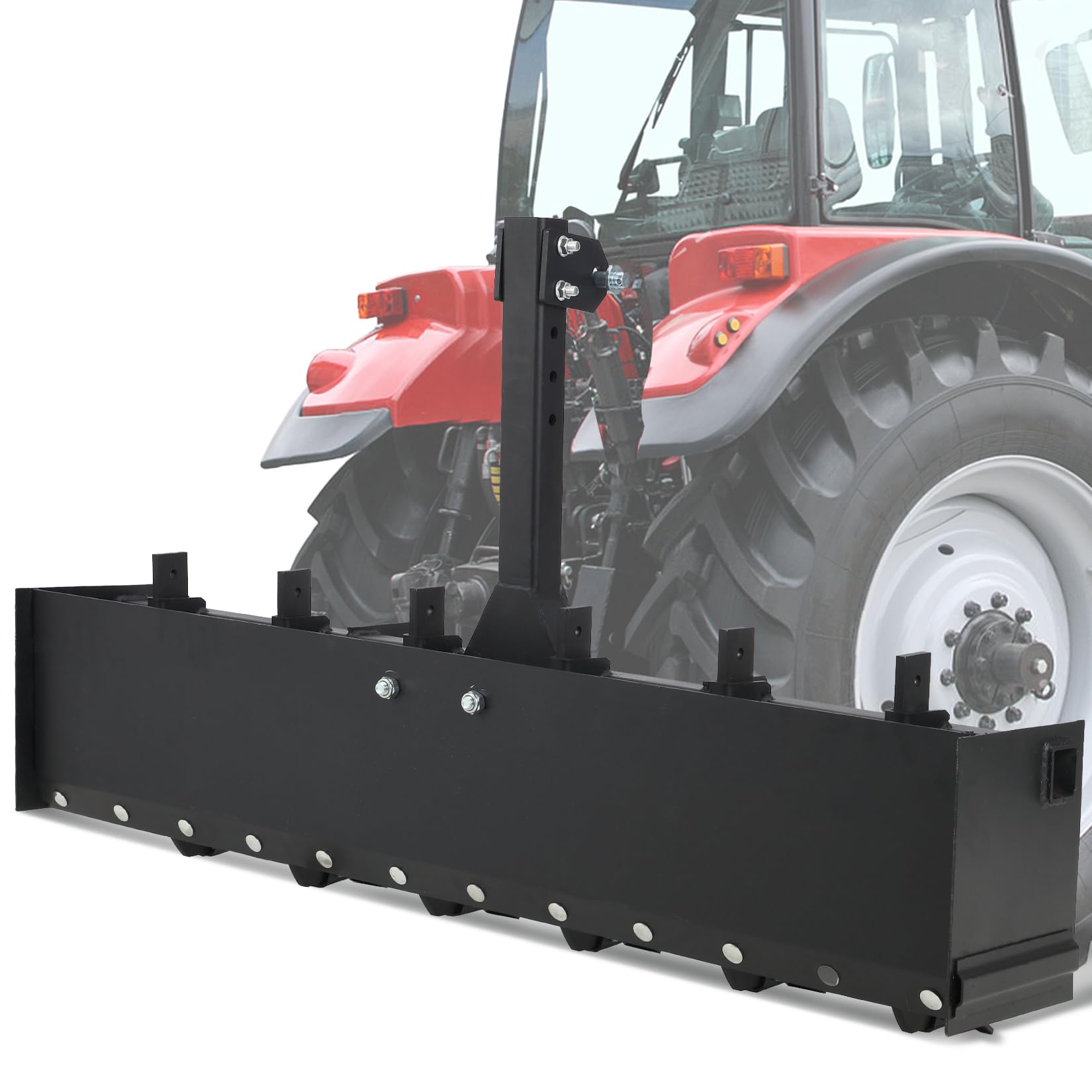 Garvee Tow Behind Box Scraper, 55 Inch Three-Point Quick Hitch Box Scraper Fit Cat 1, Heavy Duty Box Blade Lawn Tractor Attachments for Leveling, Grading, Landscaping, Black