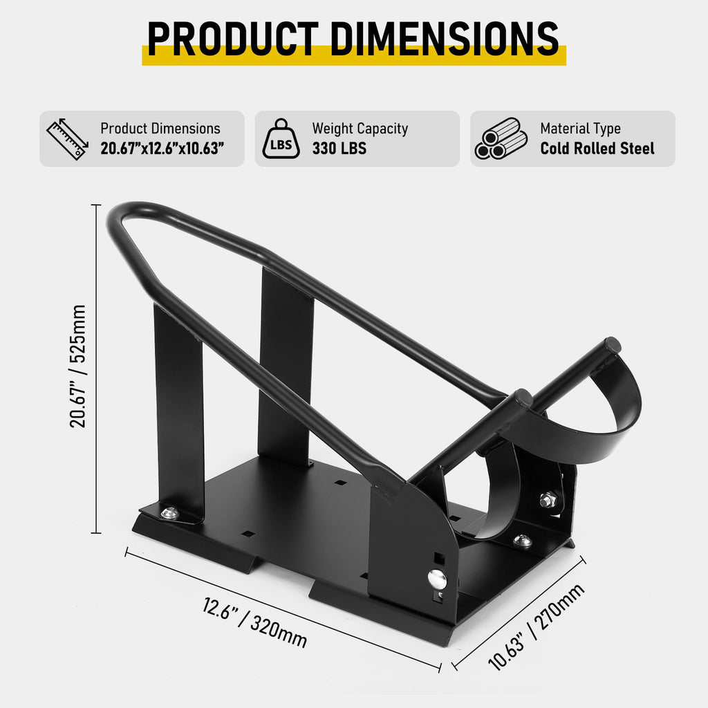 Garvee Heavy Duty Motorcycle Wheel Chock Stand Adjustable Front Tire Holder for 15-21 Inch Wheels Steel Black for Garage Trailer Truck