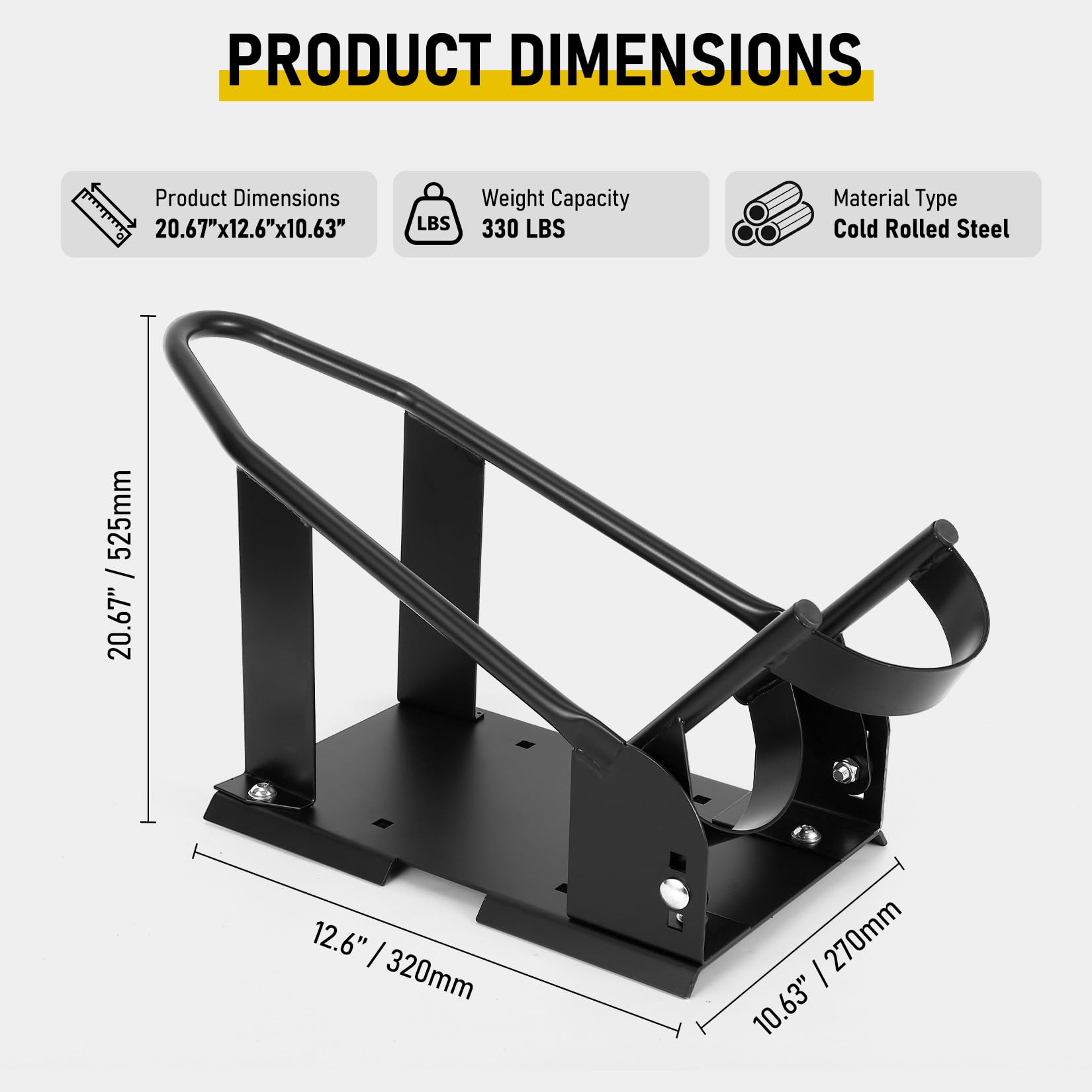 Garvee Heavy Duty Motorcycle Wheel Chock Stand Adjustable Front Tire Holder for 15-21 Inch Wheels Steel Black for Garage Trailer Truck
