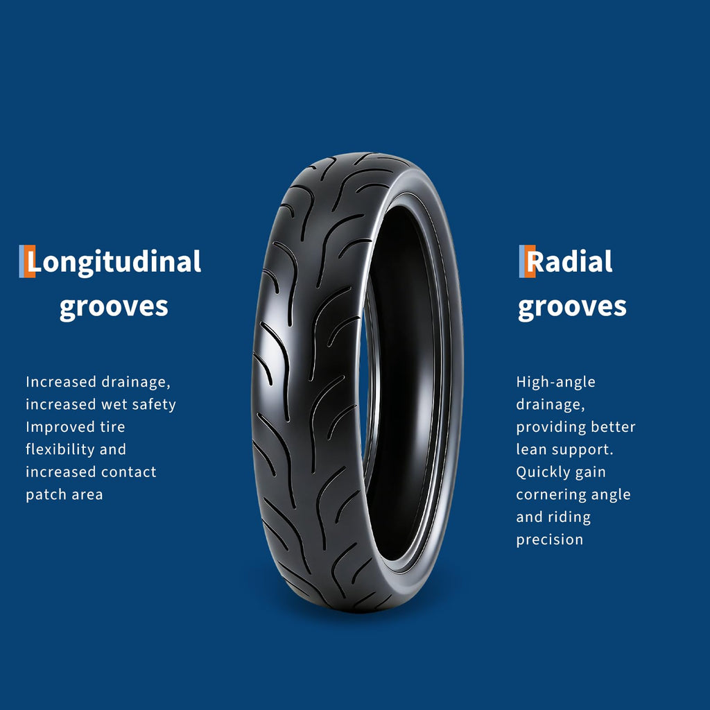 Garvee 120/70-17 Motorcycle Tire Front Black Wall 4PR Sport & Street Bike High Performance Enhanced Grip