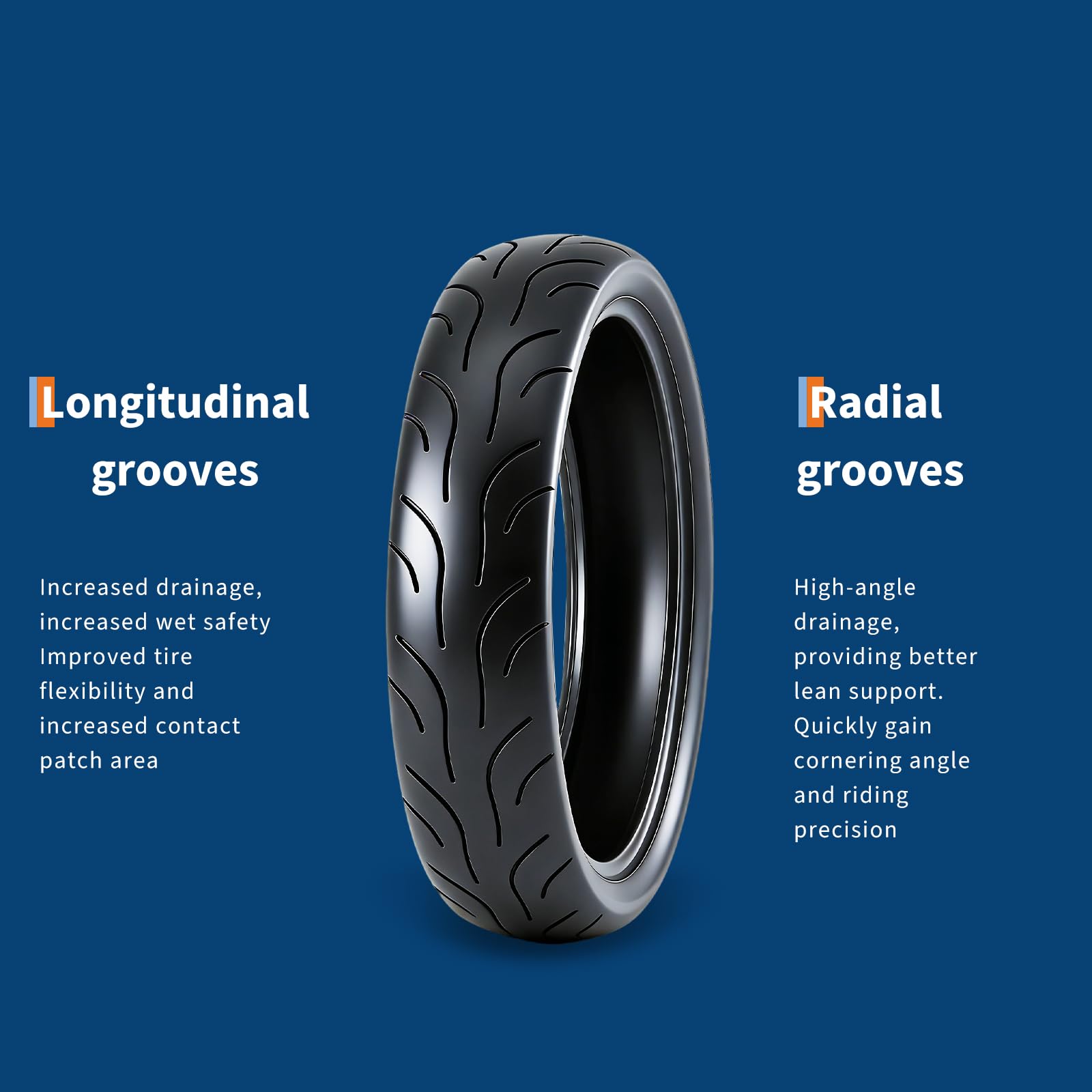 Garvee 180/55-17 Motorcycle Tire Rear Black Wall 4PR 73S Tubeless Street Sport Bike High Performance Enhanced Grip Stability