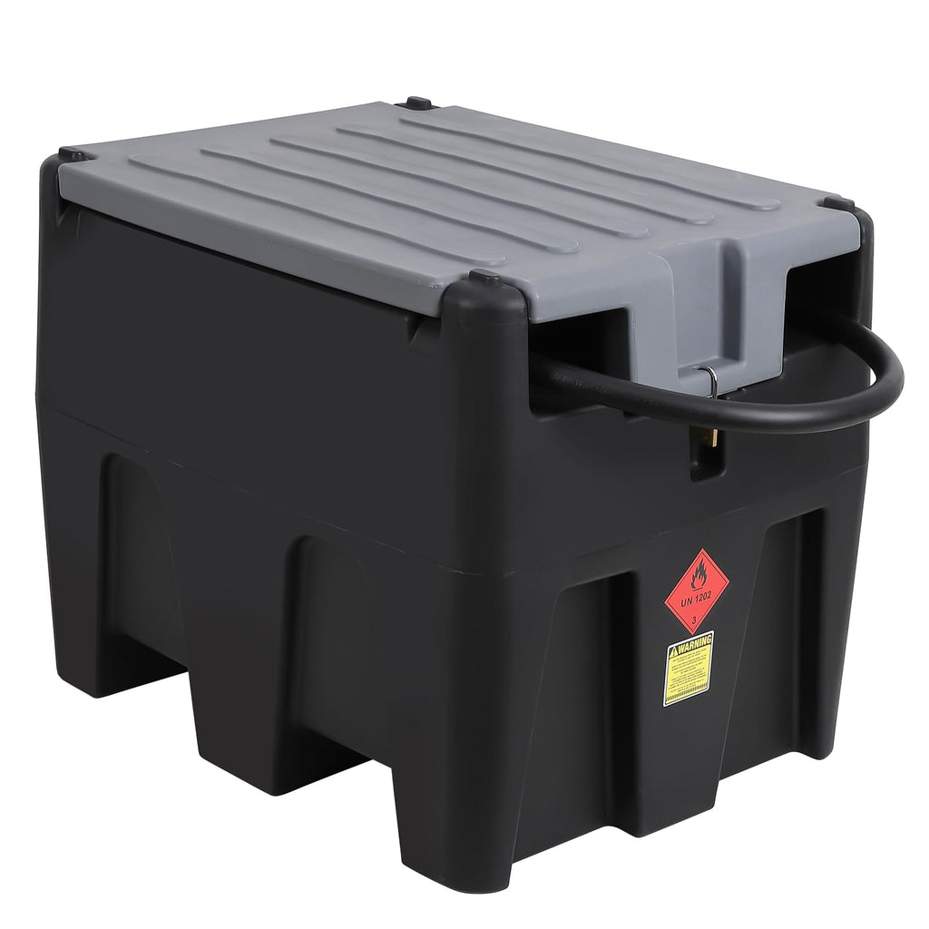 Garvee Portable Diesel Tank, 53 Gallon Fuel Tank with 12V Electric Fuel Transfer Pump, 10 GPM Diesel Transfer Tank with Auto Fueling Nozzle & 360° Swivel Connector with 13.1ft Hose (Black, 53 Gal)