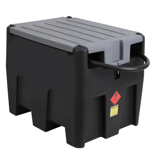 Garvee Portable Diesel Tank, 53 Gallon Fuel Tank with 12V Electric Fuel Transfer Pump, 10 GPM Diesel Transfer Tank with Auto Fueling Nozzle & 360° Swivel Connector with 13.1ft Hose (Black, 53 Gal)