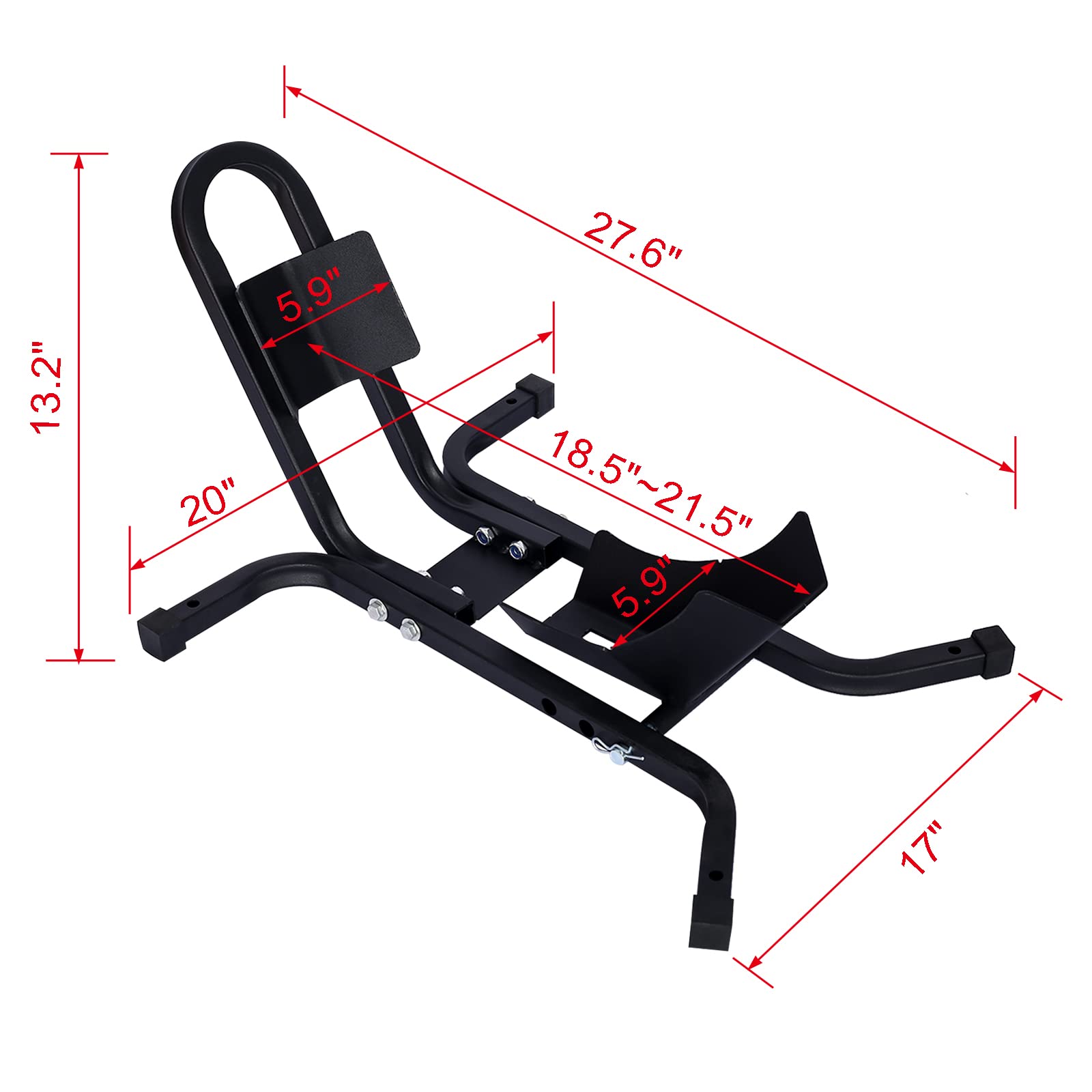 Garvee Black Adjustable Trailer Motorcycle Wheel Chock Stand Heavy Duty Tube Front One Size