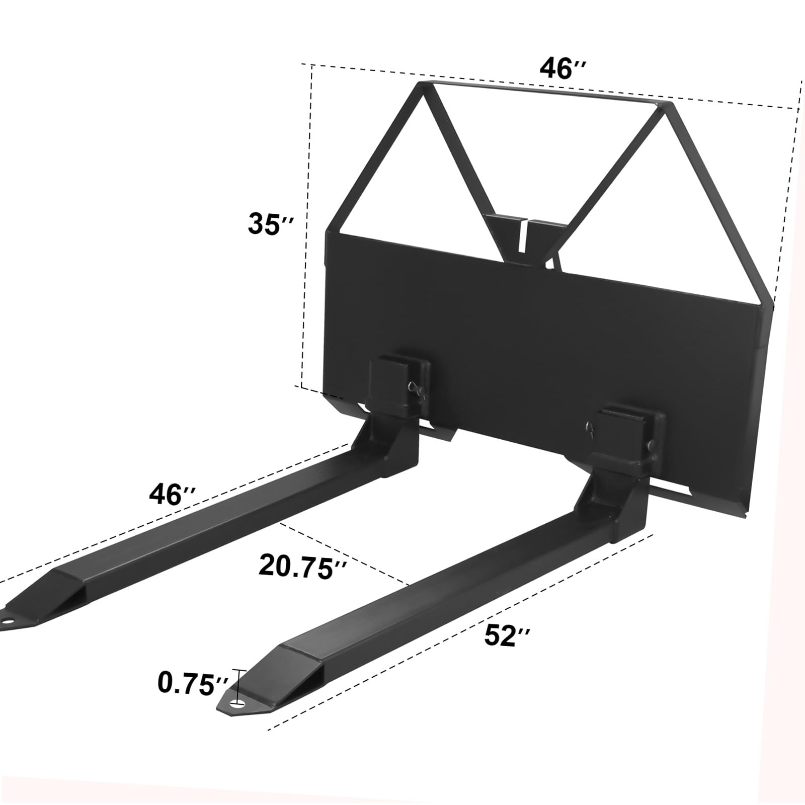 Garvee 46" Pin-On Pallet Forks Attachment with Quick Attach Mount, Universal Skid Steer Forks with Hitch Ball Hole for Tractors and Loaders, 2600 lbs