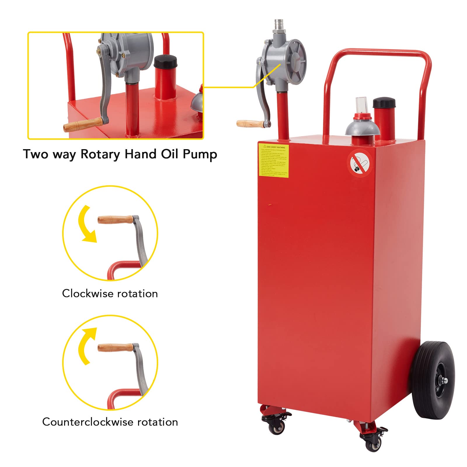 Garvee 40 Gal Red Portable Gas Caddy with Pump for Fuel Storage,Red
