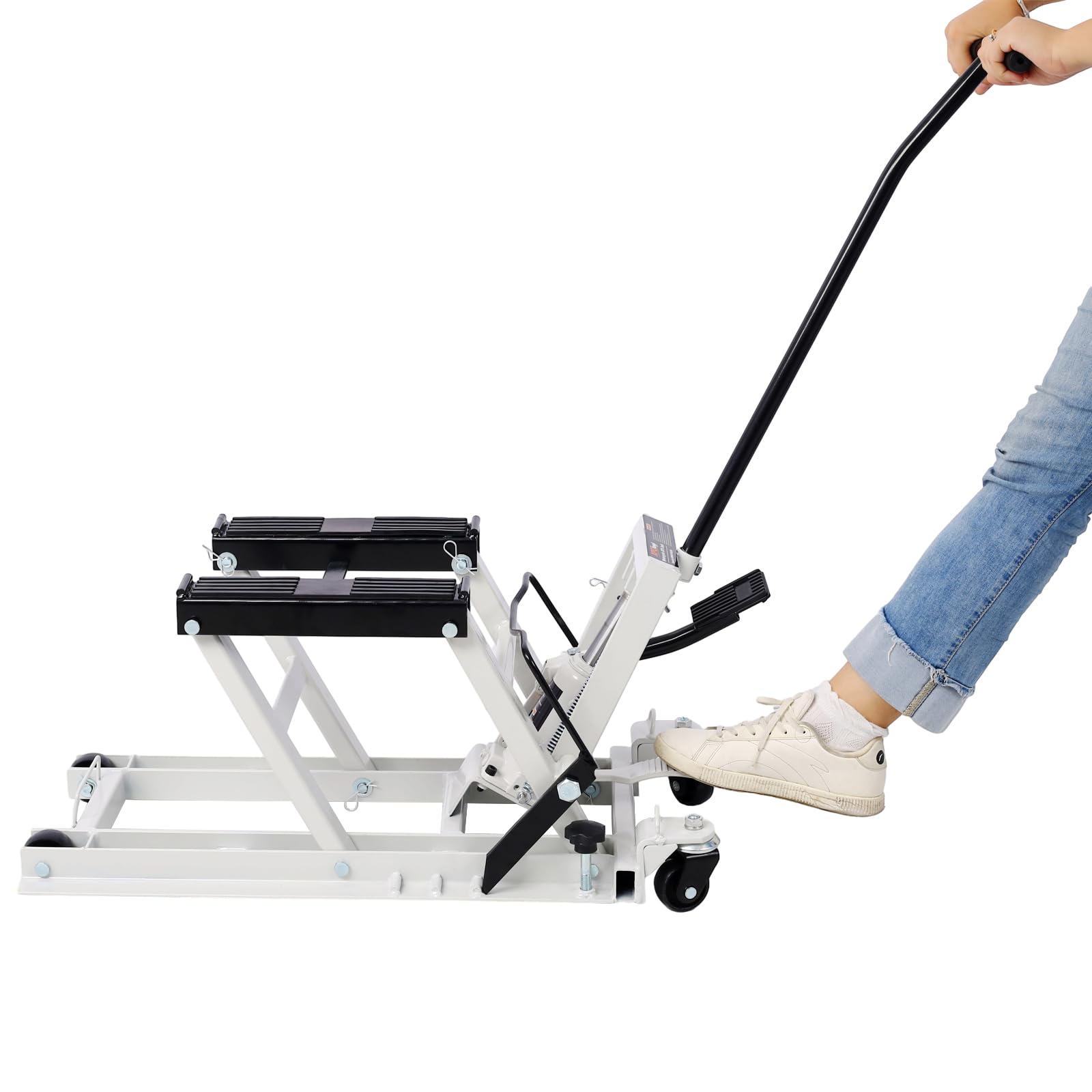 Garvee Hydraulic Motorcycle Jack Lift Table With Straps For Bike ATV Dirt Bikes 1500 LBS Capacity Grey