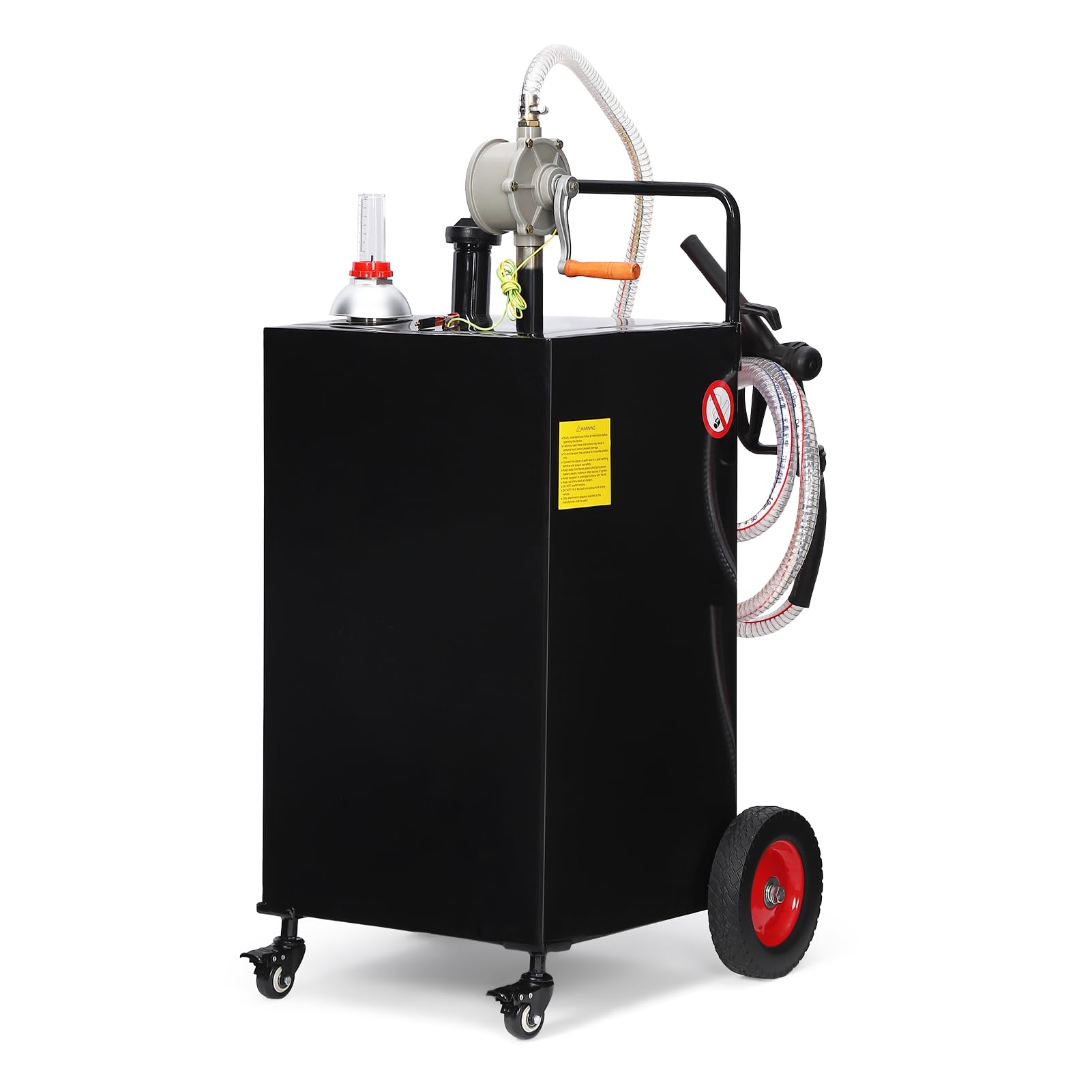 Garvee 30 Gallon Stainless Steel Portable Fuel Caddy, Manual Pump & 4 Wheels - Red / 30 Gallon