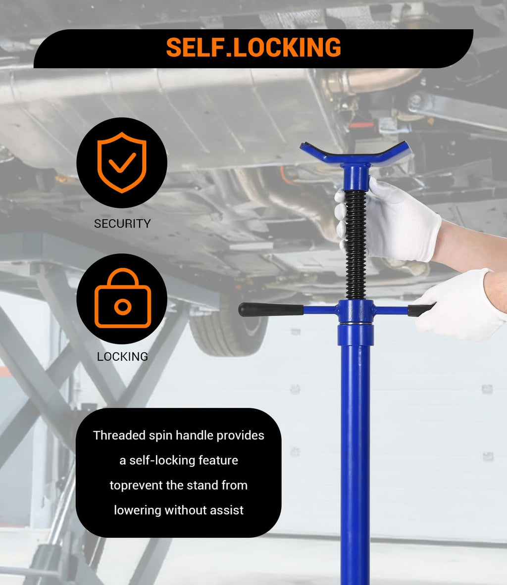 Garvee 3/4 Ton Underhoist Support Stand - 1655 lbs Capacity Jack Stand with 52" to 76" Lifting Range and 12" Diameter Base for Vehicle Lifting and Support, Blue