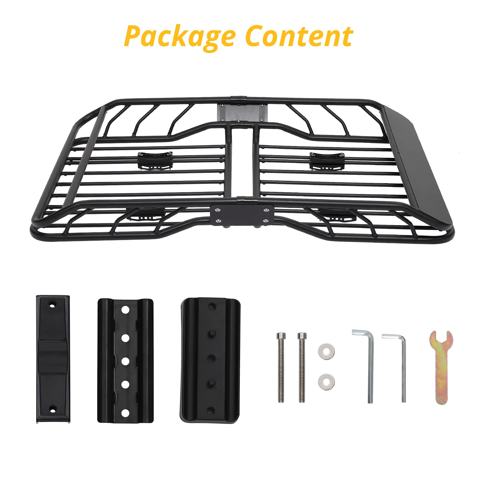 Garvee 63x43 Inch Roof Rack Basket, Heavy Duty Steel Basket Universal Rooftop Cargo Carrier, 300Lbs Load Roof Basket for SUV Pick Up Truck Cars