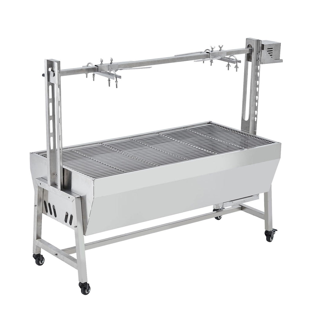 Garvee Stainless Steel Rotisserie Grill, 54in 132LB Capacity Electric BBQ Pig Lamb Rotisserie Roaster with 50W Motor, Charcoal Spit Roaster Grill for Outdoor Kitchen, Camping