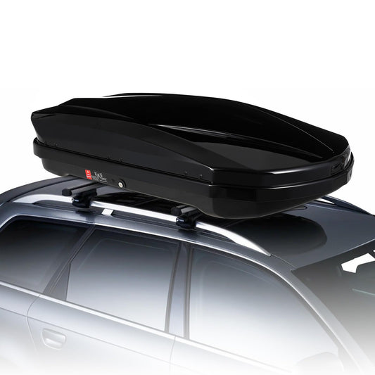 Garvee 55 Inch Rooftop Cargo Box Carrier, Hard Shell Roof Rack, 12.4 Cubic Ft, Waterproof, Dual Side Opening, Black