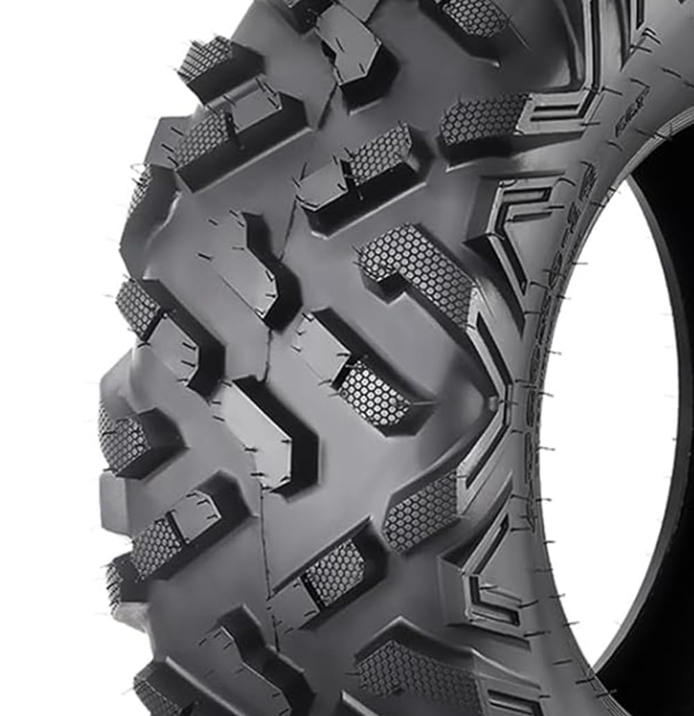 Garvee ATV UTV All-Terrain Tires, Set of 4, 25x8-12 Front & 25x10-12 Rear, Tubeless, 6 PR, Black