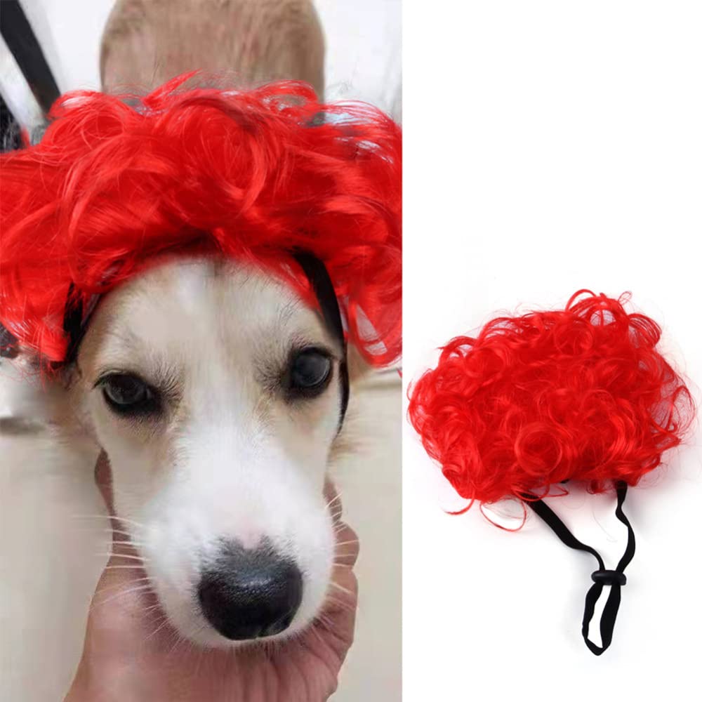 Garvee Pet Wigs Dog Cat Headdress Adjustable with 2 Elastic Bands Pet Wigs Funny Dogs Cats Head Accessories Cosplay Props for Halloween Christmas Pet Dog Cat Decoration Cosplay Costume Toy