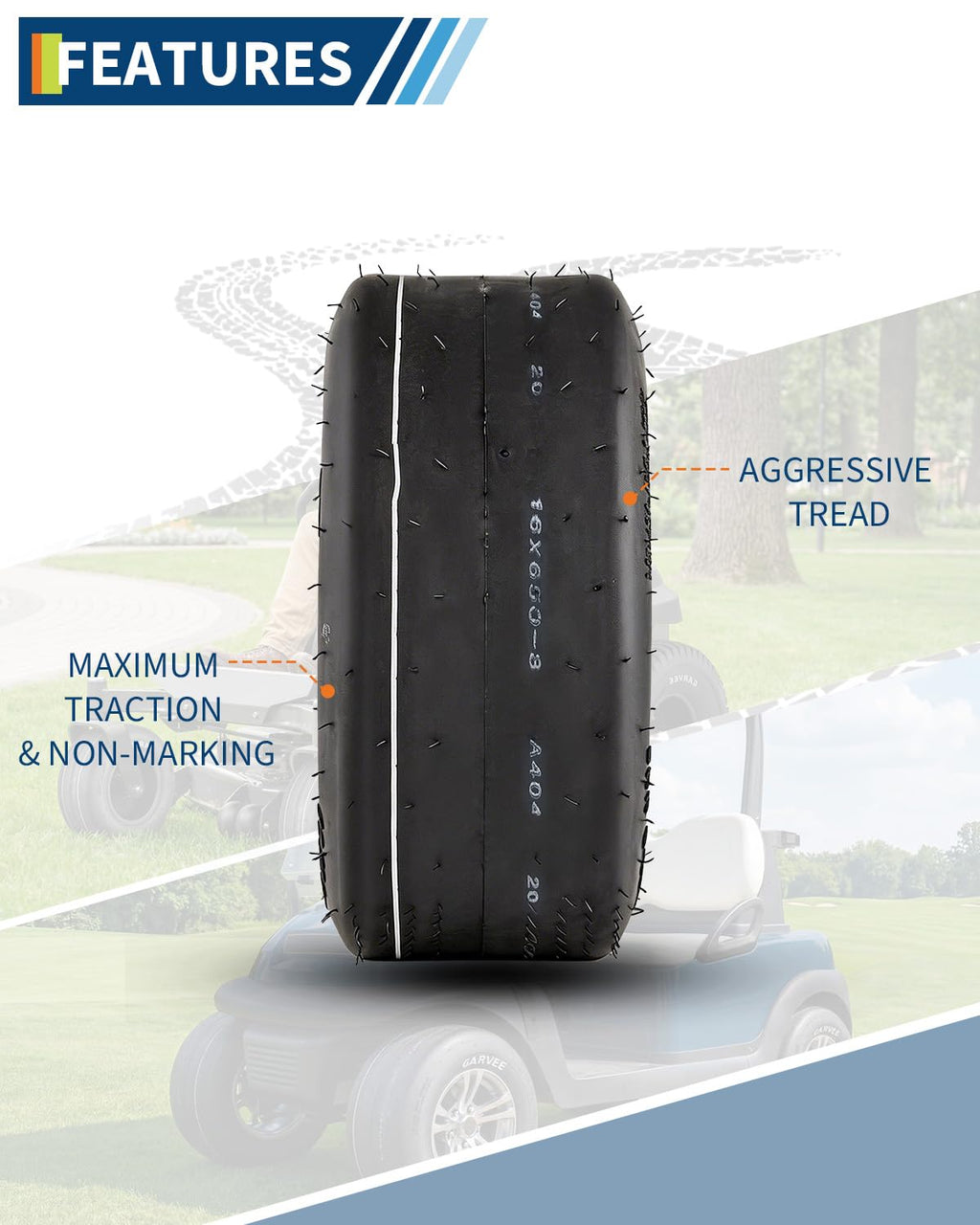 Garvee 2 Pack 16x6.50-8 Lawn Mower Tire, Smooth Pattern, Tubeless, 4PR, Turf Use, Black