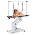 Garvee 43.3 in Hydraulic Pet Grooming Table, Professional Hydraulic Grooming Table w/Max 350 LBS Loading Capacity, 3 Adjustable Nooses, Noose & Non-Slip Top, White