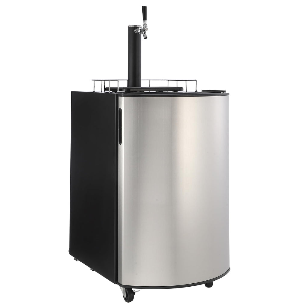 Garvee Kegerator and Keg Beer Cooler, Single Tap Draft Beer Dispenser, Full Size Keg Refrigerator With Shelves, Stainless Steel, Drip Tray & Rail- Silver
