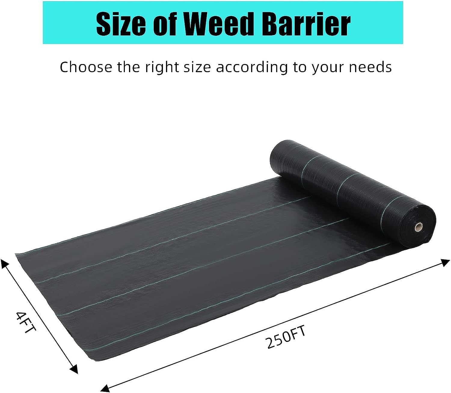 Garvee Heavy Duty 5oz Weed Barrier, 4ft x 250ft Landscape Fabric