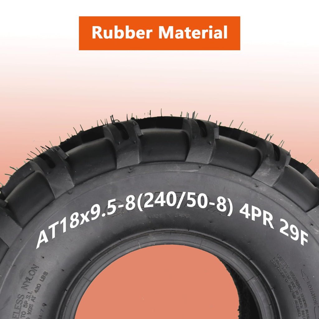 Garvee Set Of 4 AT18x9.5-8 Front & Rear All Terrain ATV UTV Off-Road Tires 4PR Tubeless Black