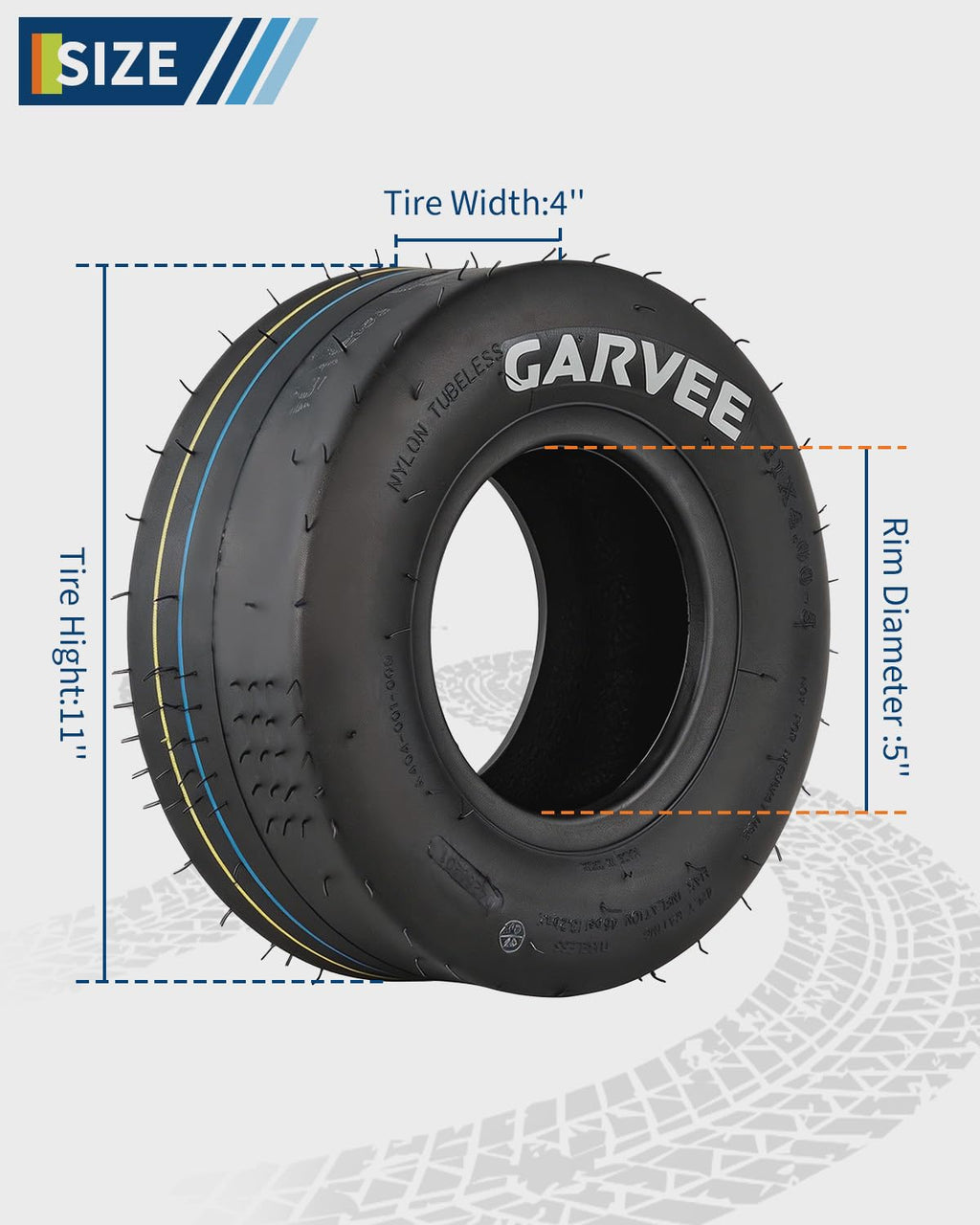 Garvee 2 Pack 11x4.00-5 Lawn Mower Tire Tubeless for Lawn & Garden Mowers, 4PR, Smooth Pattern, Black