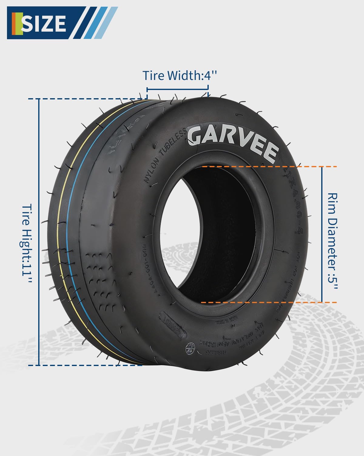 Garvee 2 Pack 11x4.00-5 Lawn Mower Tire Tubeless for Lawn & Garden Mowers, 4PR, Smooth Pattern, Black
