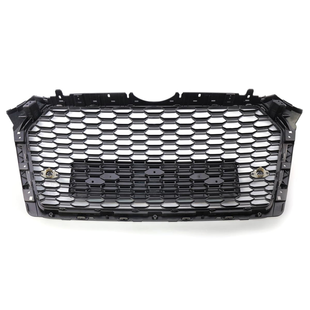 Garvee Central Grille RS4 ABS for Audi A4 B9 S-Line 2017-2019, Glossy Black, Perforated Lower S4 Model, No Logo, Aggressive Street Style
