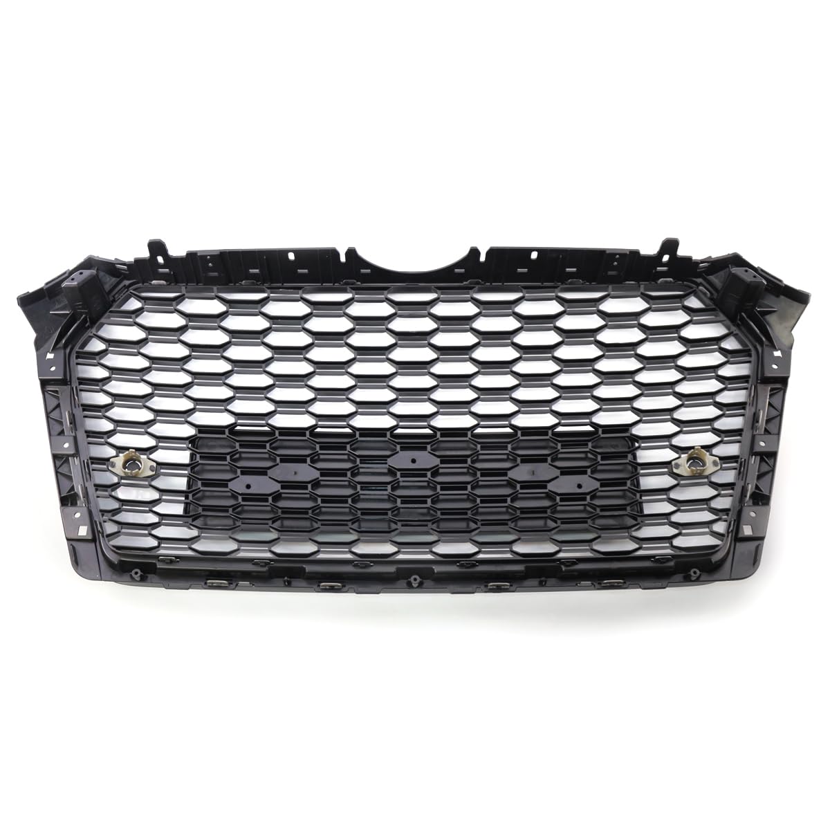 Garvee Central Grille RS4 ABS for Audi A4 B9 S-Line 2017-2019, Glossy Black, Perforated Lower S4 Model, No Logo, Aggressive Street Style