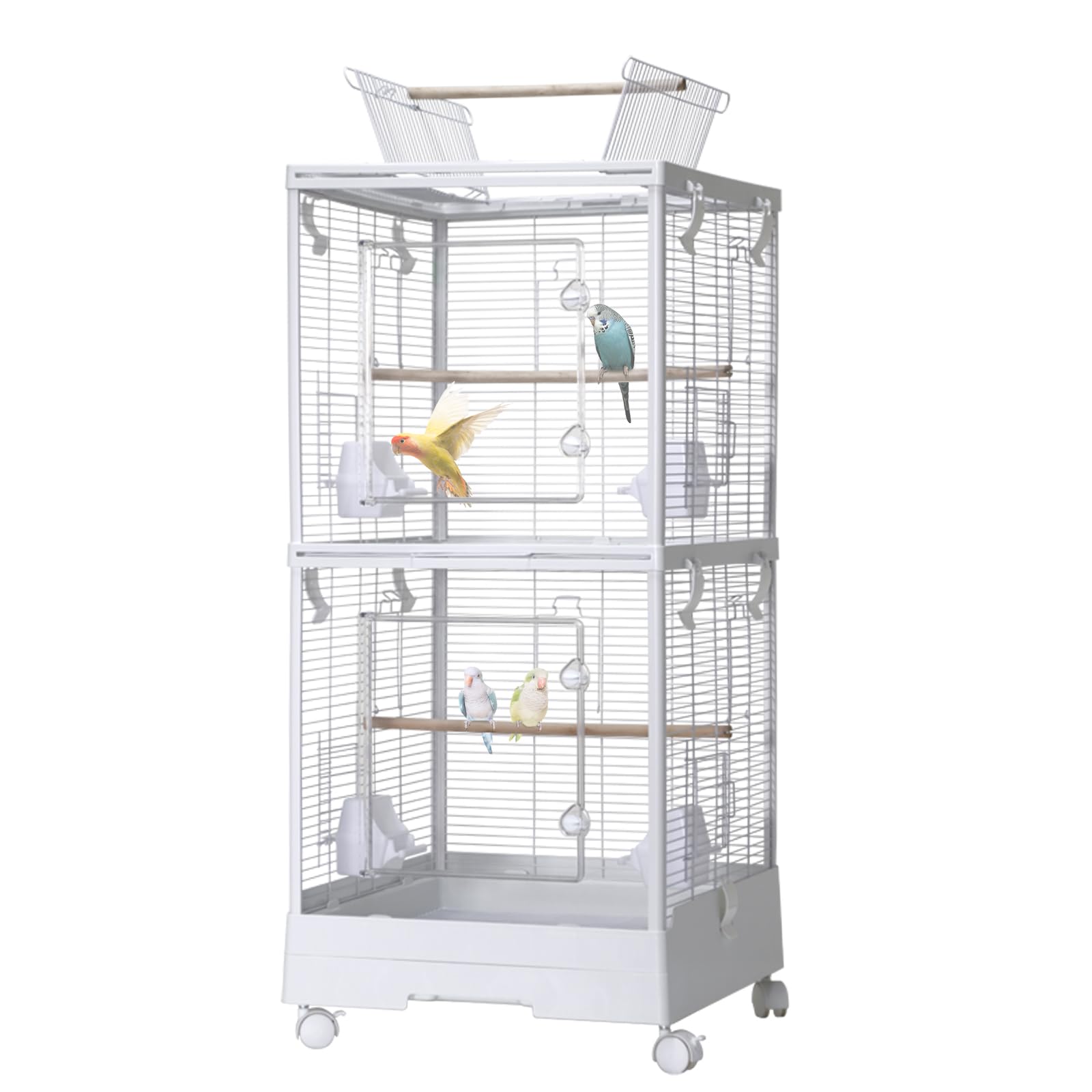Garvee Small Bird Cage with Wheels, 40 Inch Parakeet Cage with Top Stand, 3 in 1 Bird Carrier for Small Birds, Green