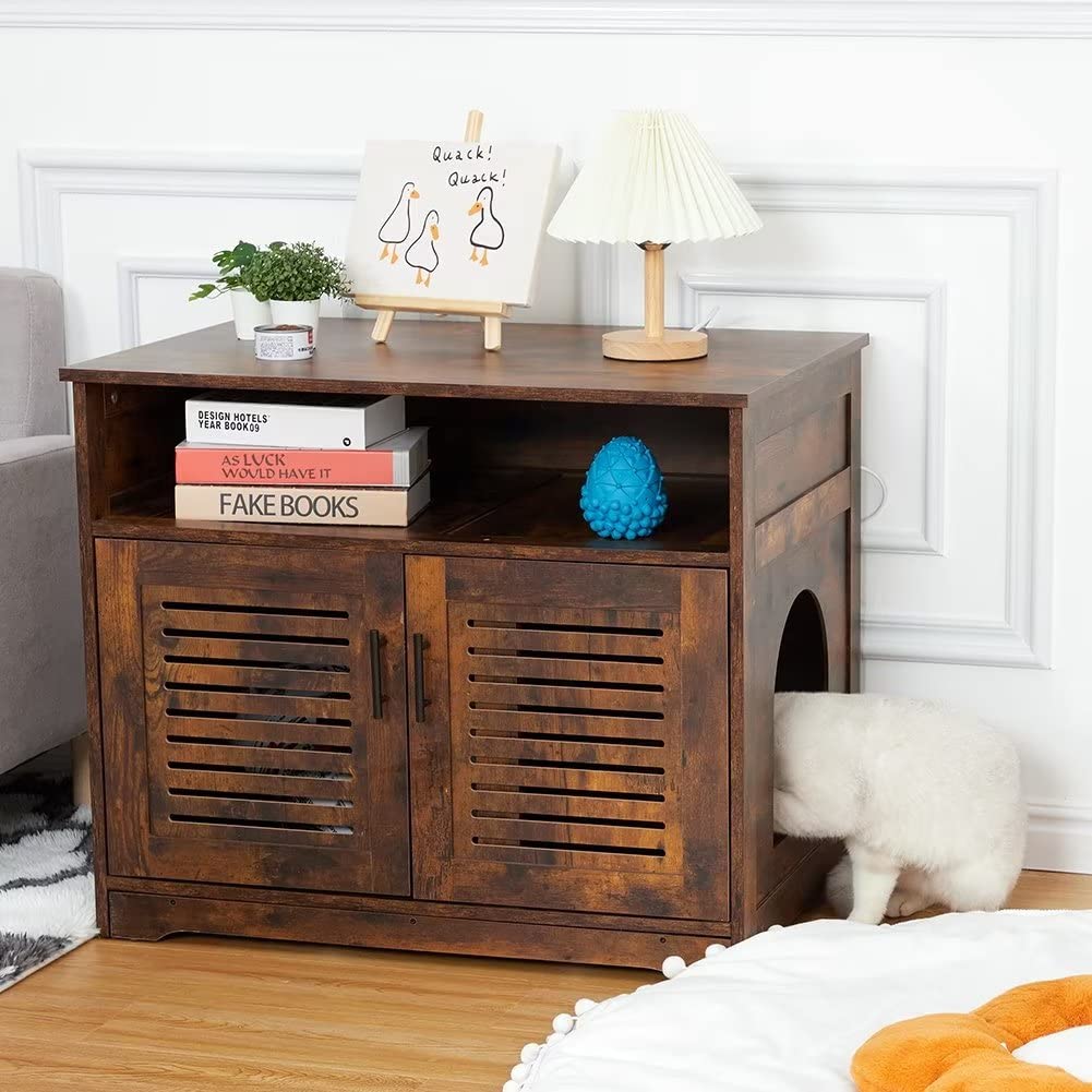 Garvee Cat Bathroom Furniture, Large Hidden Litter Box with Storage
