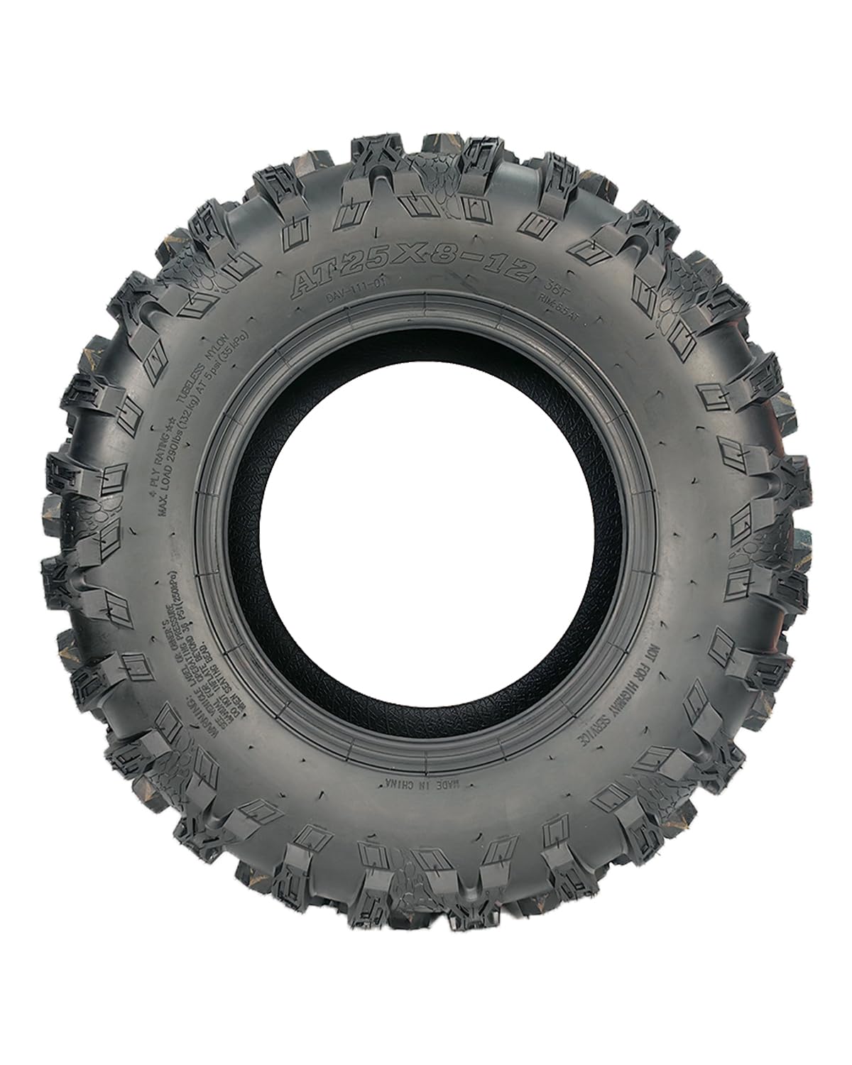Garvee Set of 2 UTV ATV Tires 25x8-12 Heavy Duty 4-Ply Rated All Terrain Tires for Mud Gravel Dirt, Black