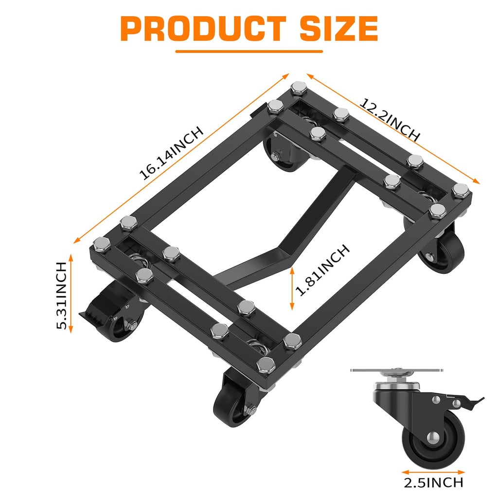Garvee Car Dolly Set of 4, 6000 LBS Heavy Duty Wheel Dollies with Lockable Swivel Casters, Vehicle Movers for Auto Shop Garage, Black