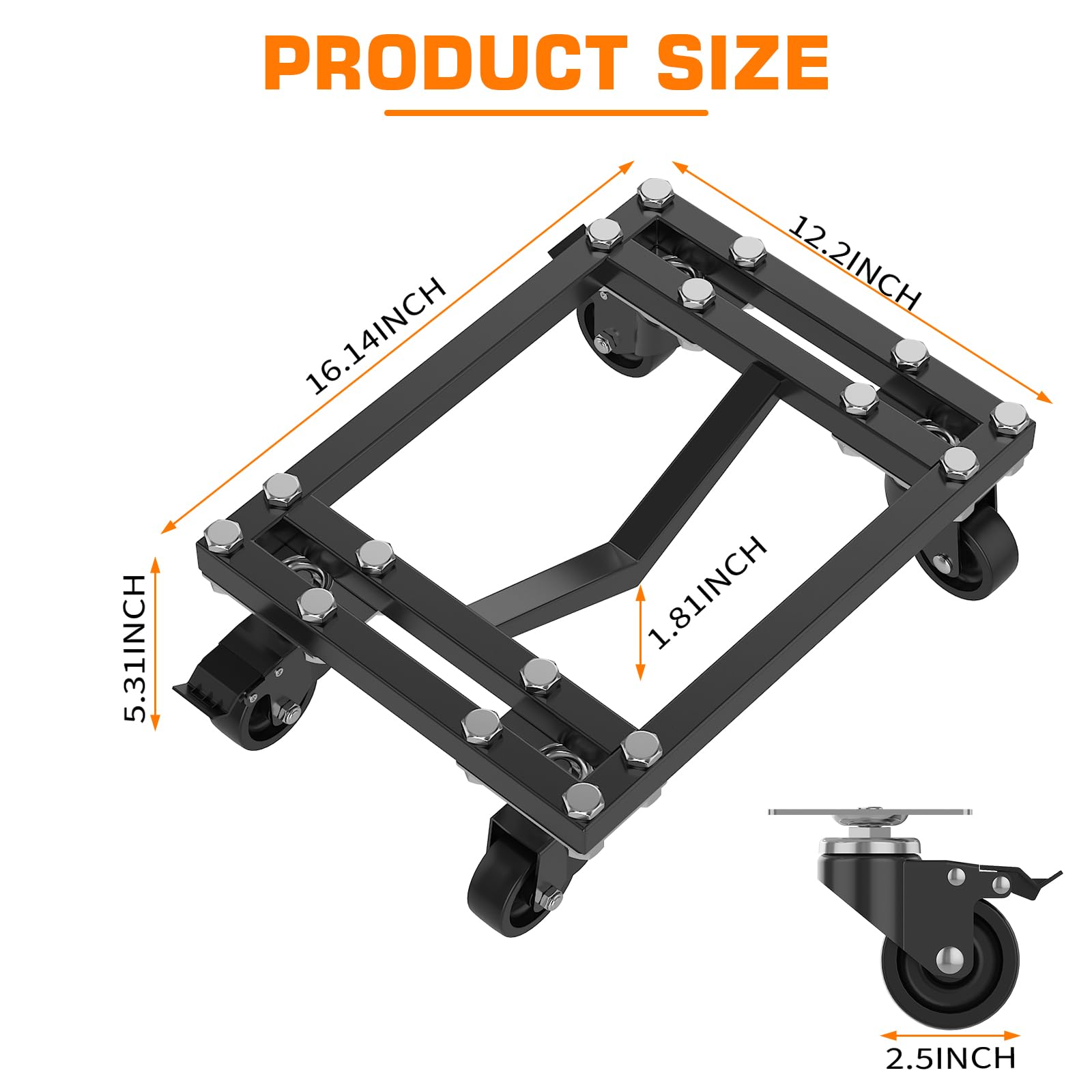 Garvee Car Dolly Set of 4, 6000 LBS Heavy Duty Wheel Dollies with Lockable Swivel Casters, Vehicle Movers for Auto Shop Garage, Black