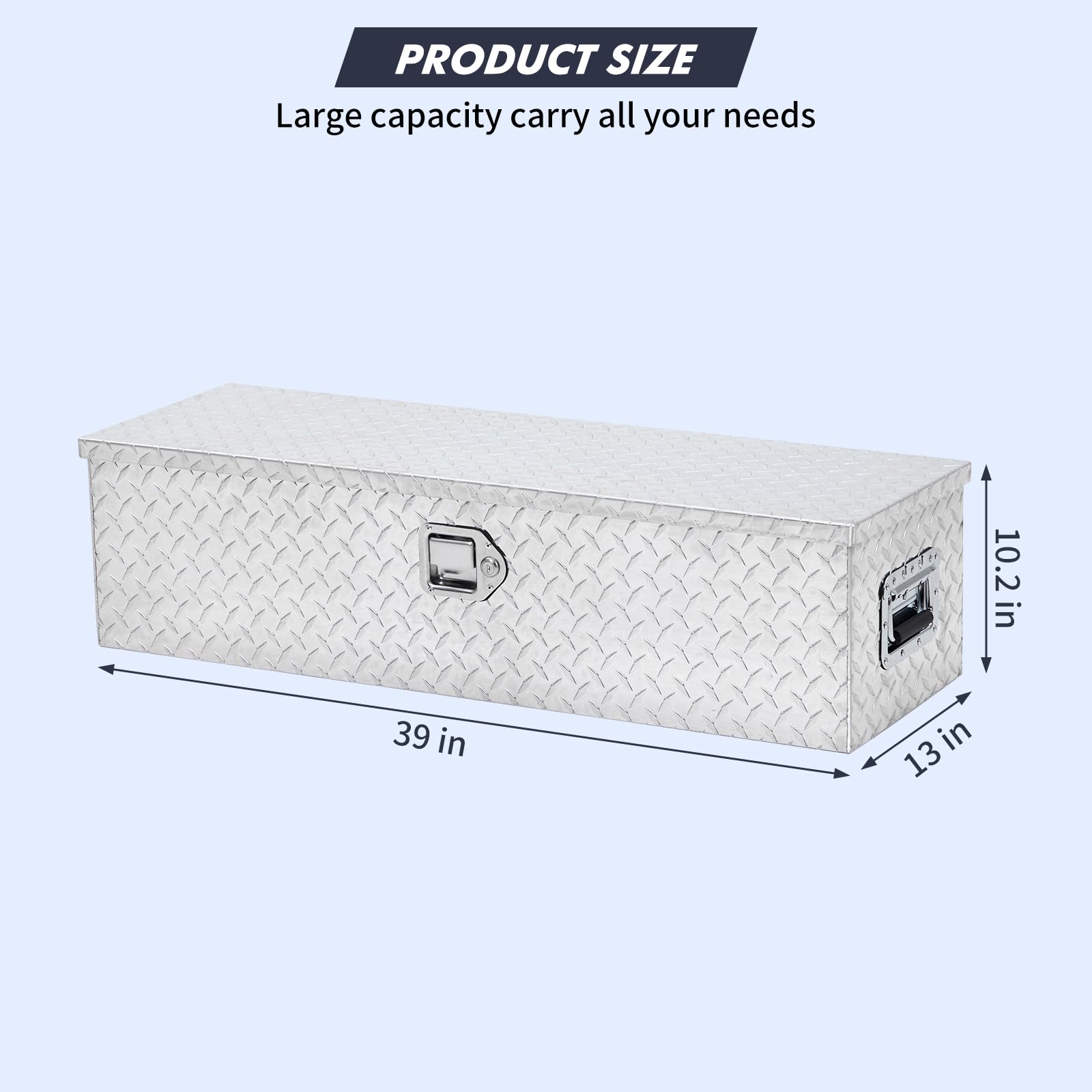 Garvee 39 Inch Aluminum Truck Tool Box, Truck Bed Tool Box with Sliding Shelf, Diamond Plate ToolBox with Side Handle,Lock and 2 Keys, Tool Storage Box for Truck, Trailer, Pickup, Silver