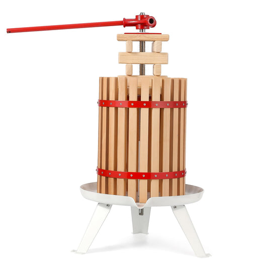 Garvee 4.75 Gal Manual Fruit Wine Press, Wood Steel Fruit and Wine Press With T-Handle, Stable Triangular Structure, Wine Making Press for Outdoor, Kitchen, Manual Assembly Required