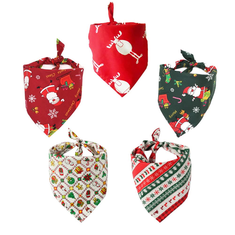Garvee Pet Christmas Cotton Triangle Scarf Saliva Towel Pet Costume Accessories for Small Medium Large Dogs Cats Santa red