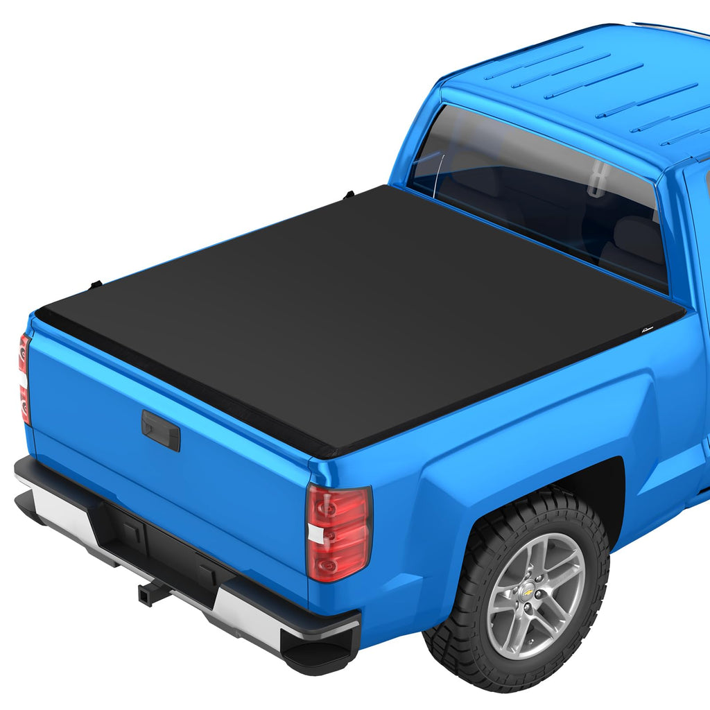 Garvee Tri-Fold Truck Bed Cover Strong Support PVC Material Tailgate Locking for 2014-2018 Chevy Silverado/GMC Sierra 1500 6.6FT