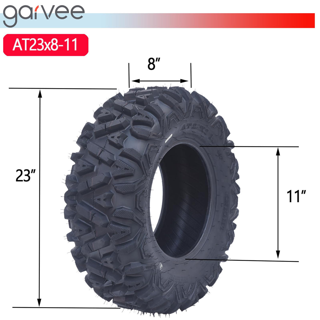 Garvee Set of 4 ATV UTV All-Terrain Tires 23x8x11 & 24x9x11 6PR Radial Construction for 11 Inch Rims Black