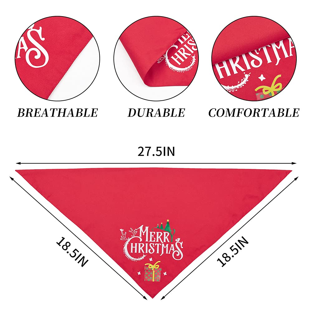 Garvee 2 Pack Dog Christmas Bandanas Double-Layer Dog Bandanas Pet Scarf Triangle Dog Bibs Costume Decoration Accessories for Small to Large Dogs Cats