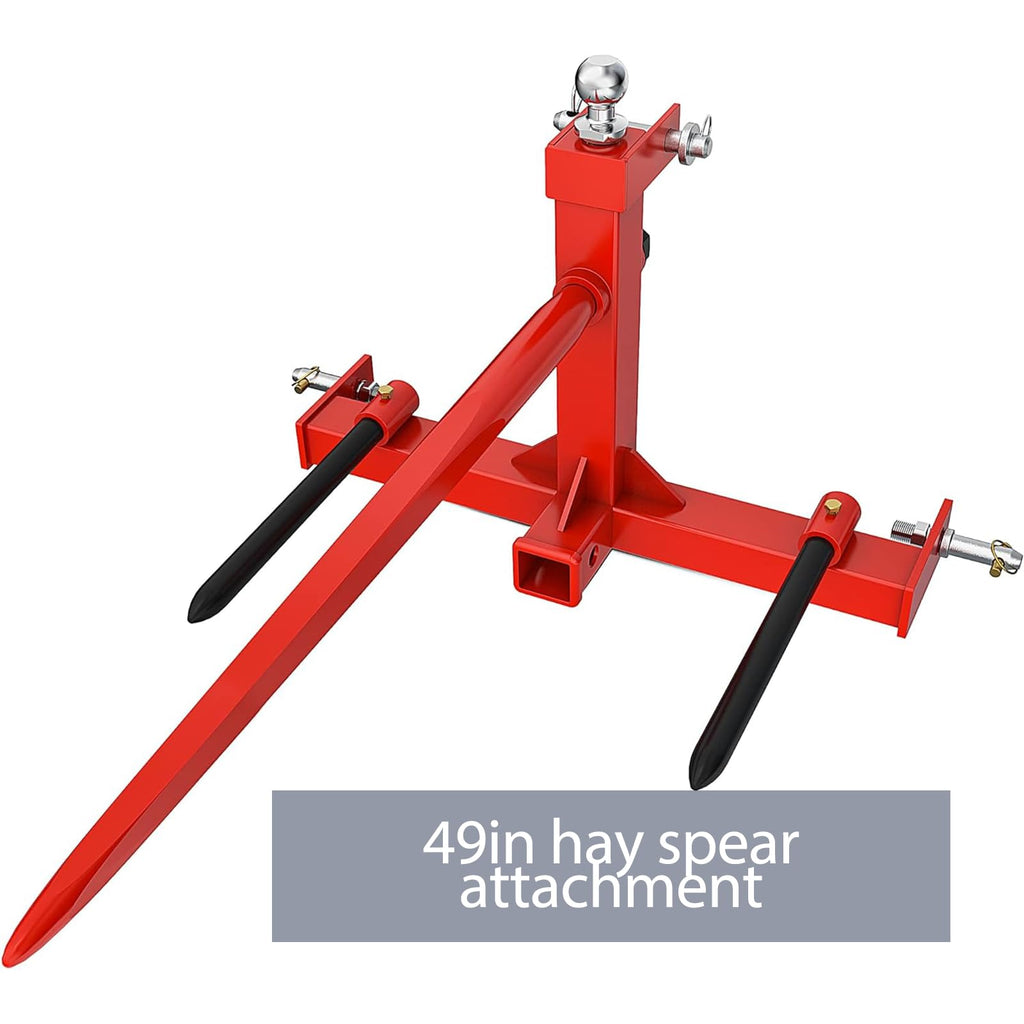 Garvee 49" Hay Spear Bale Spike 4000 lbs Capacity, Heat-Treated Spring Steel, Powder-Coated, Quick Attach, Fits Bobcat Tractors, Farm Use