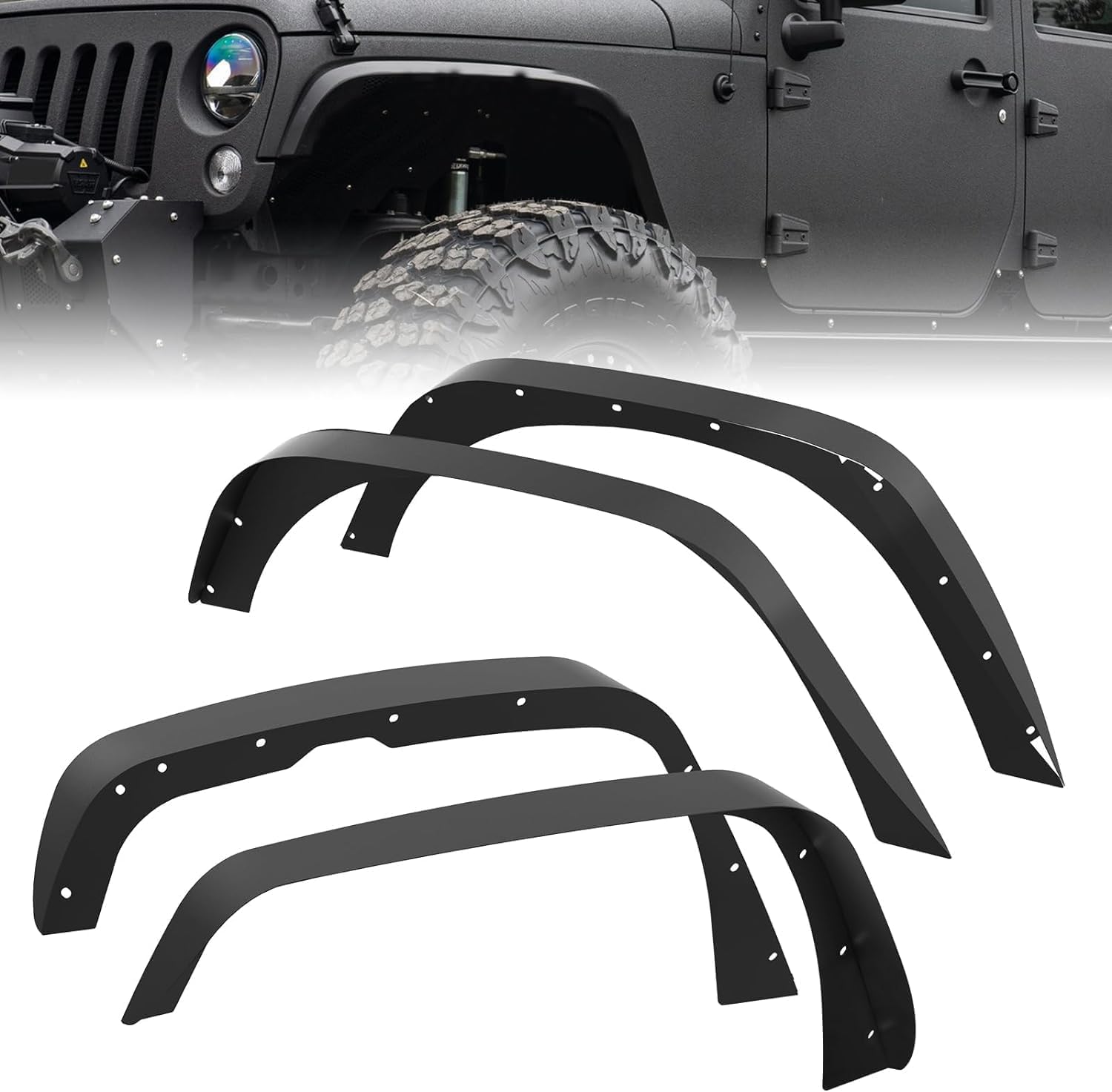 Garvee '18-'24 Wrangler JL Thick Solid Steel Front & Rear Fender Flares