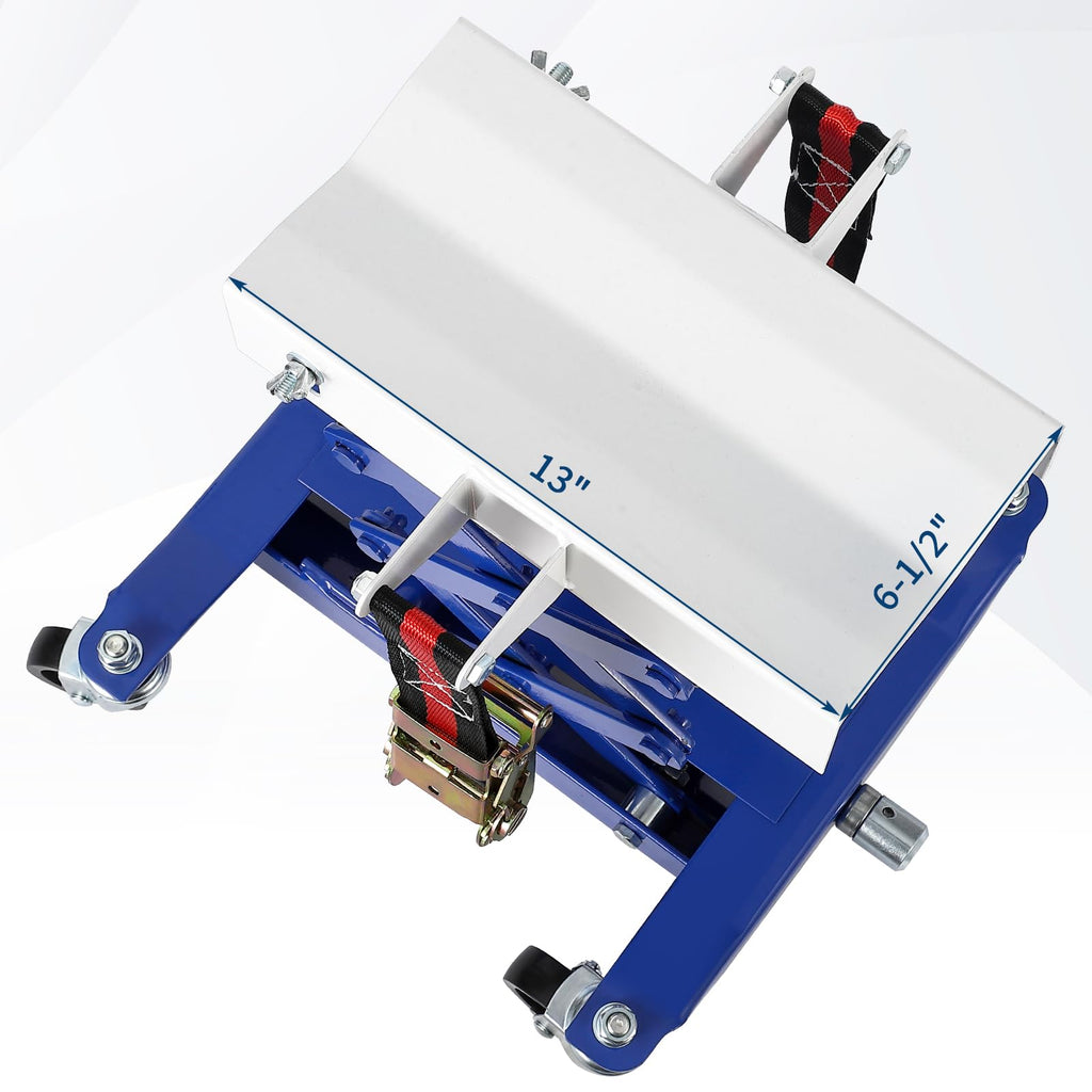 Garvee 450 LBS Capacity Low Profile Transmission Jack with 2M Safety Straps, 7-23 in Lift Range, Heavy Duty Auto Repair Lifting Jack with 4 Wheels for for Smaller Vehicles, Blue