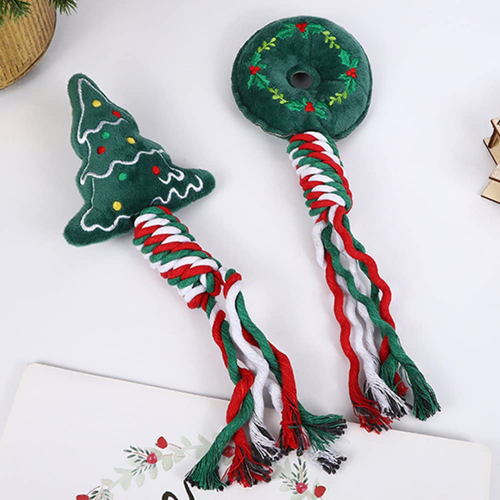 Garvee Pets Dog Interactive Molar Bite Toy Cute Cartoon Cotton Ropes Knot Chewing Toy Pet Christmas Supplies Santa 10 x 30cm