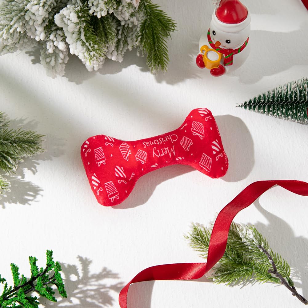 Garvee Pet Dog Christmas Squeaky Toys for Cats Dogs Scratch Bite Resistant Interactive Toys Pet Supplies for Relieve Stress Boredom Bowtie Squeak Toys
