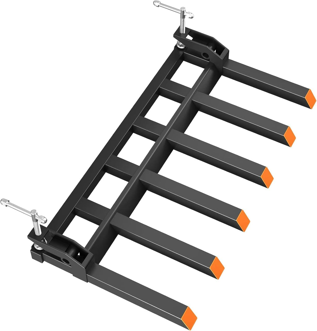 Garvee 60" Clamp-On Debris & Pallet Forks – 4000-LB Heavy-Duty Attachment for Loader Bucket, Skid Steer & Tractors