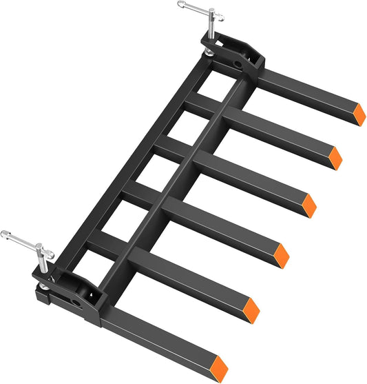 Garvee 60" Clamp-On Debris & Pallet Forks – 4000-LB Heavy-Duty Attachment for Loader Bucket, Skid Steer & Tractors