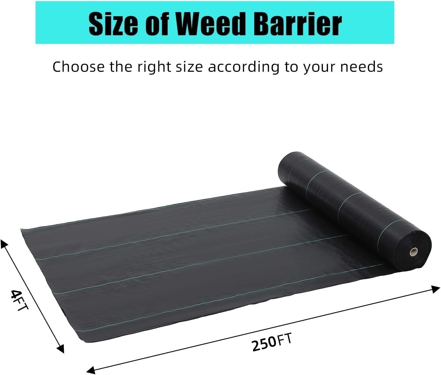 Garvee 4ft x250ft Weed Barrier Landscape Fabric, 1.8oz Ground Cover