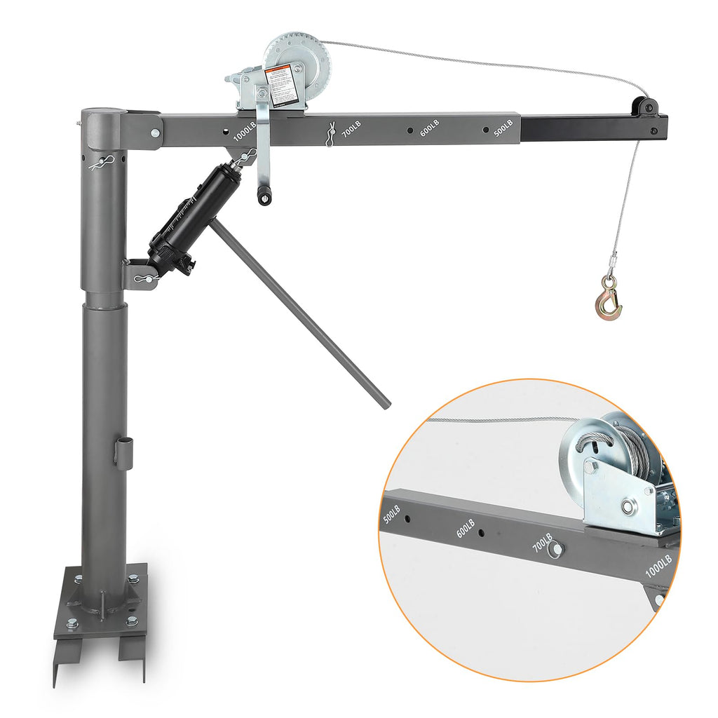 Garvee 1000 lbs Truck Crane, Truck Jib Crane Hoist Crane Hitch Mount, 500 lbs Truck Crane/600 lbs Truck Crane/700 lbs Truck Crane/1000 lbs Pickup Crane for Lifting Goods