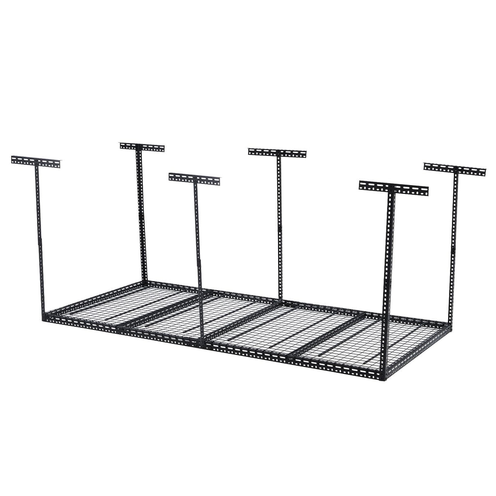 Garvee 4x8 FT Overhead Garage Storage Rack, 22"-40" Height Adjustable Ceiling Storage Rack 660lbs Weight Capacity, Heavy Duty Metal Hanging Storage Shelves for Garage (Black, Vertical Post x 6)