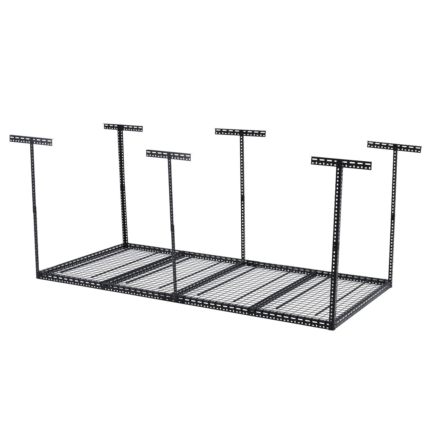 Garvee 4x8 FT Overhead Garage Storage Rack, 22"-40" Height Adjustable Ceiling Storage Rack 660lbs Weight Capacity, Heavy Duty Metal Hanging Storage Shelves for Garage (Black, Vertical Post x 6)